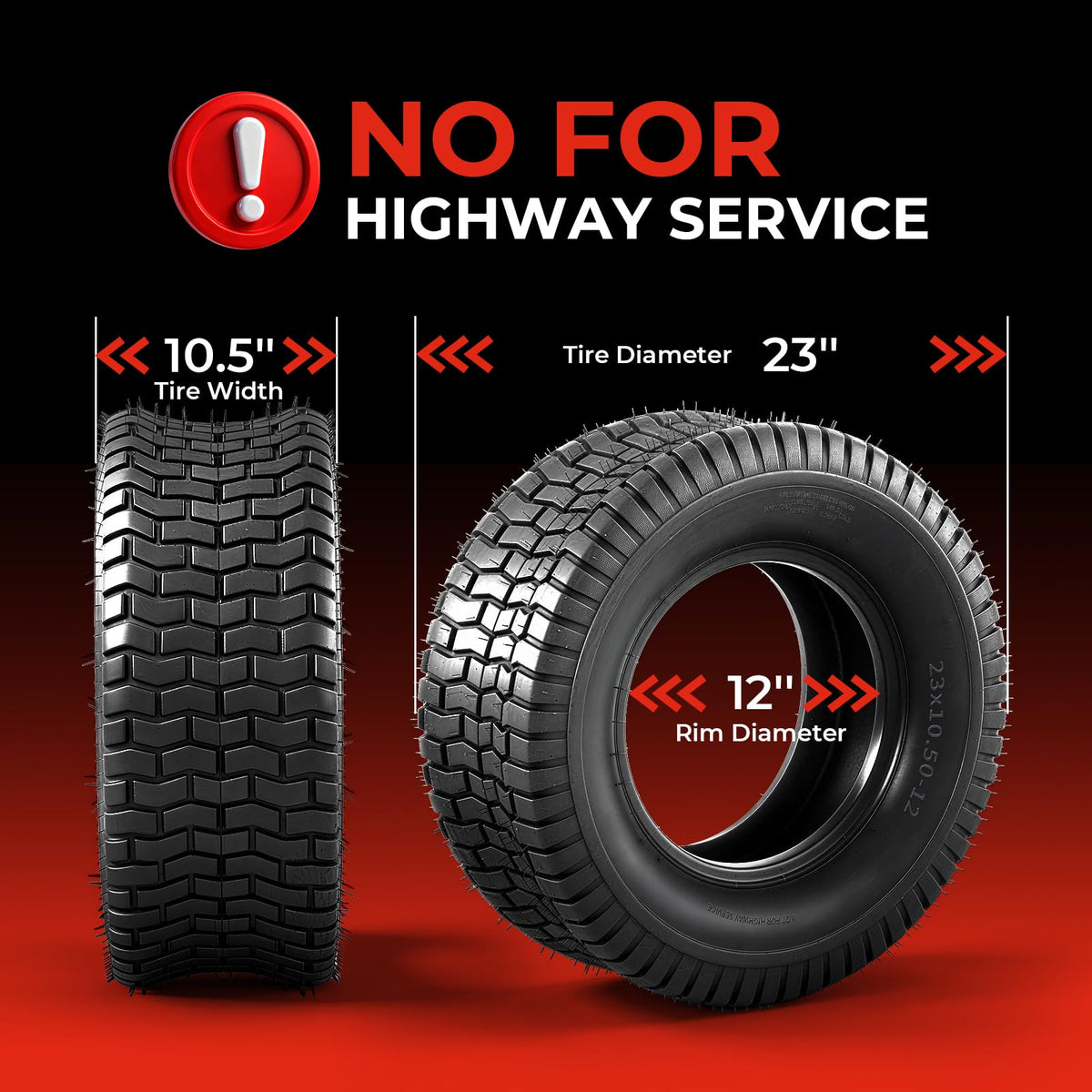 23x10.50-12 Lawn Mower Tires,2-Pack,4 Ply,Tubeless