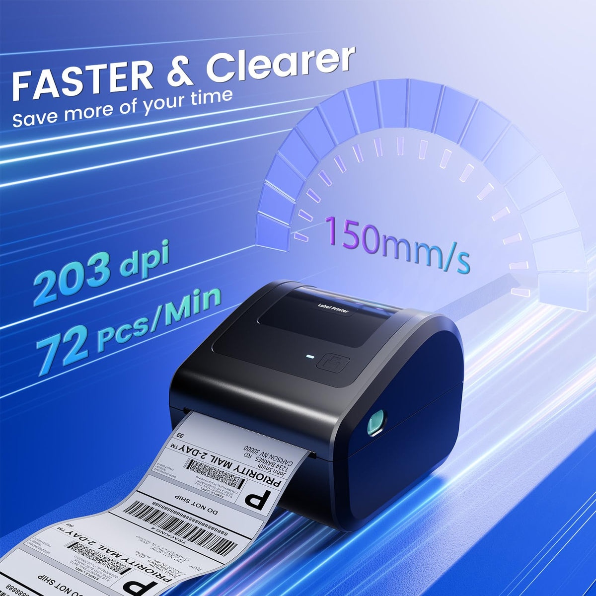 Bluetooth Shipping Label Printer with 750 Pcs Labels