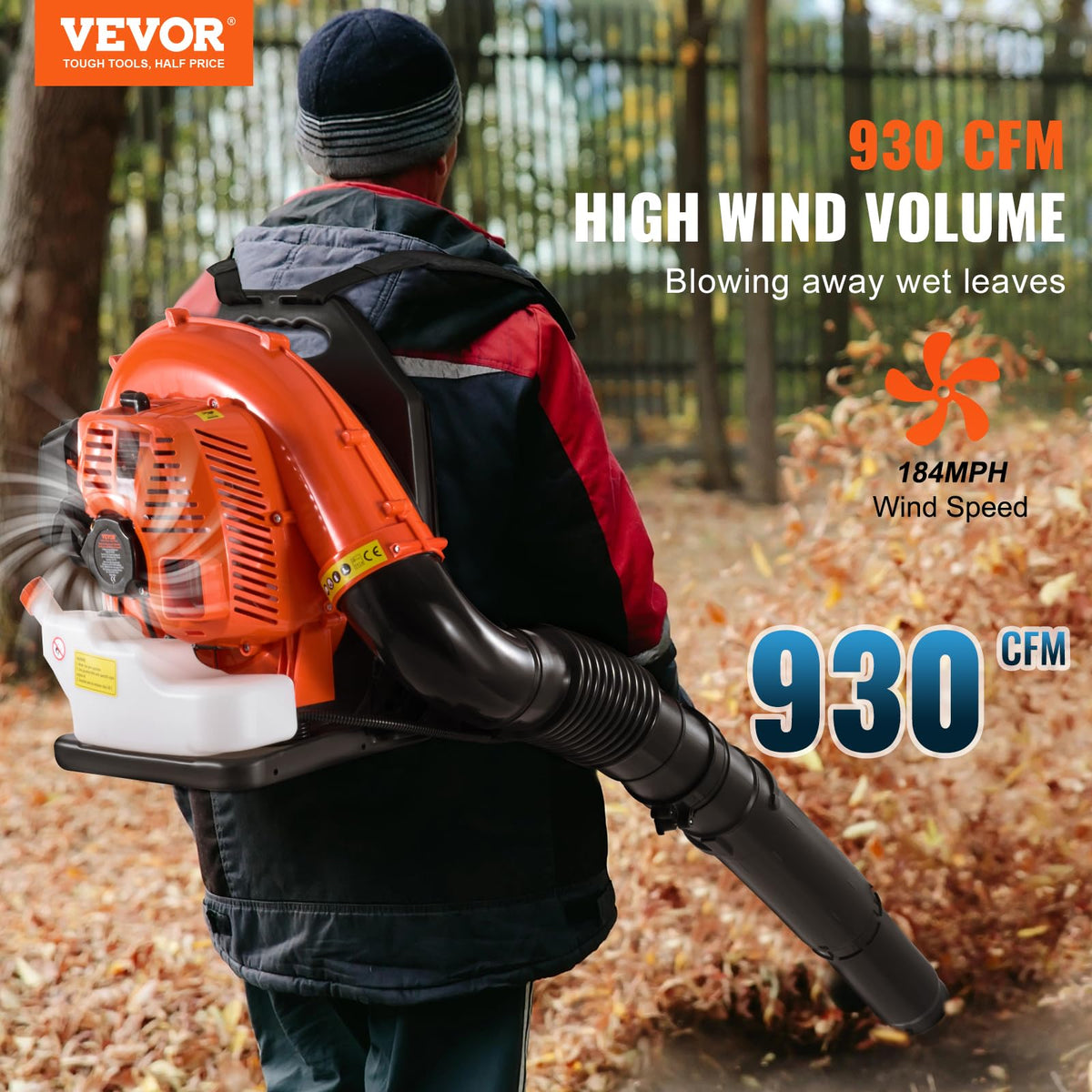 VEVOR 79cc Backpack Blower 2 Cycle Gas Powered Leaf Blower