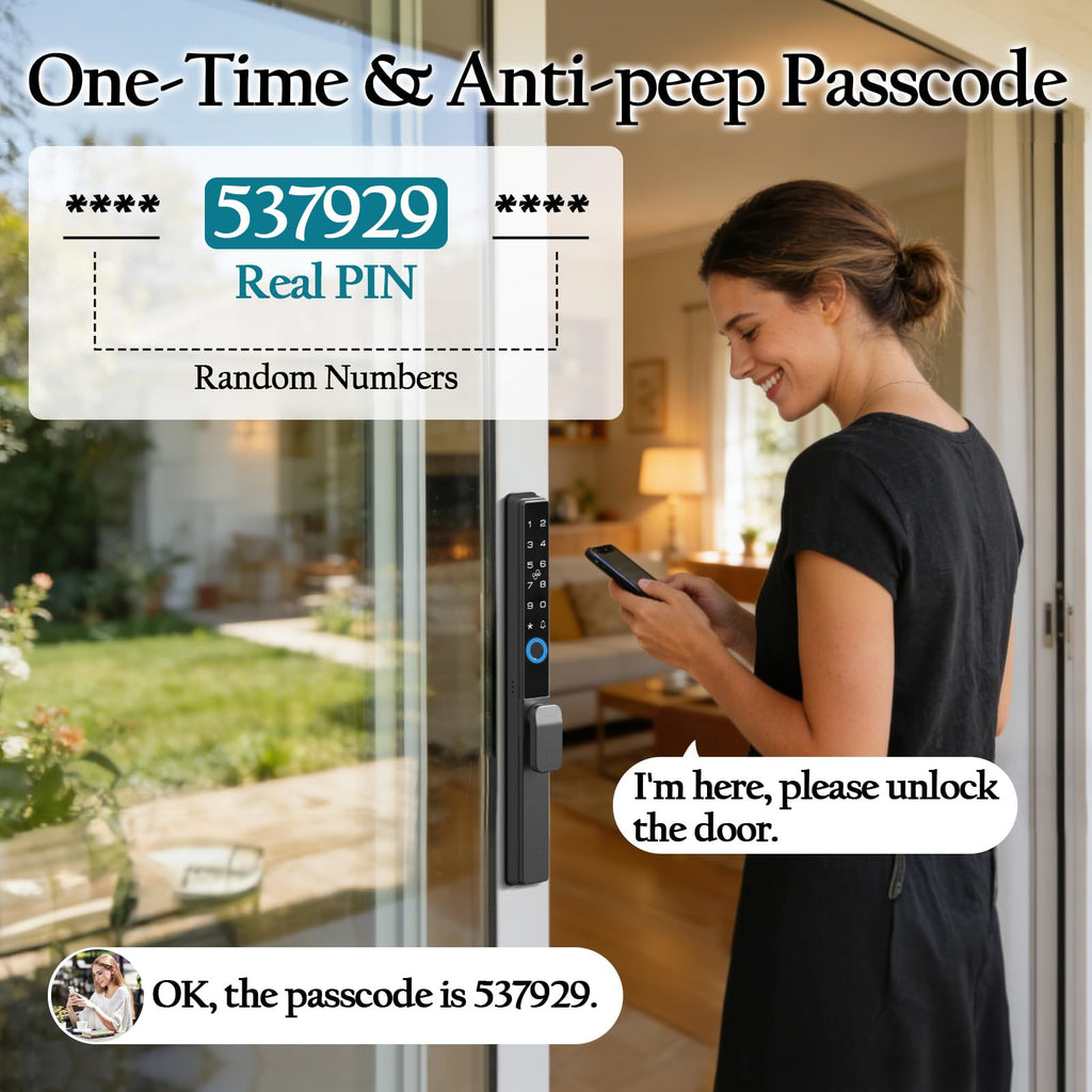 Fingerprint Slim Keypad Sliding Glass Patio Door Lock 2085 Hook Latch Tuya