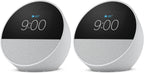Amazon Echo Spot (newest model), Great for nightstands, offices and kitchens, Smart alarm clock, Designed for Alexa+, Glacier White (Pack of 2)