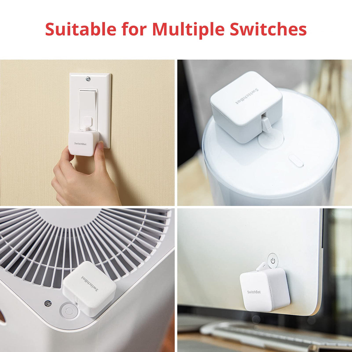 Switchbot Smart Switch Button Pusher (Bluetooth) – Fingerbot for Rocker Switch/One-Way Buttons with Remote and hub 3, App Timer Control, No Wiring, Optional Hub Required for Voice/Remote, White