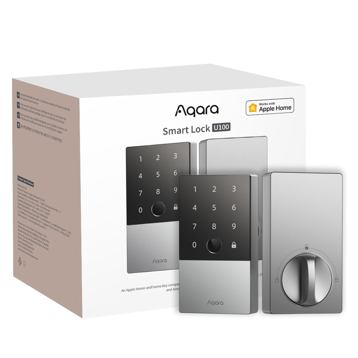 Aqara Smart Lock U100, Apple Home Key, Fingerprint Deadbolt, Gray