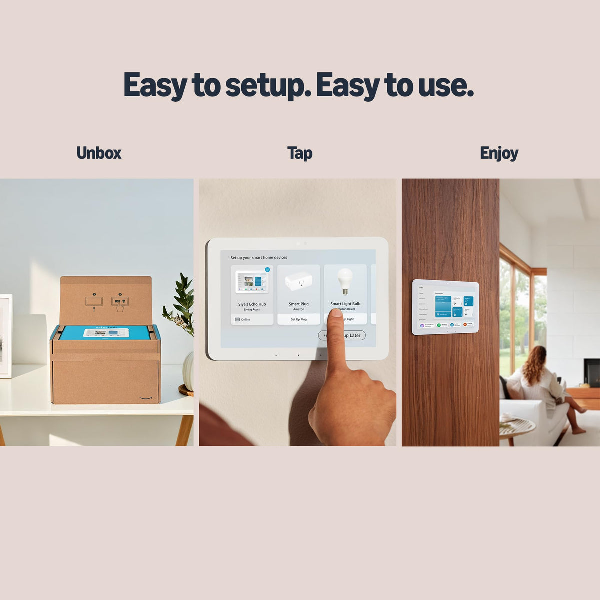 Smart Home Starter Kit | Includes Echo Hub, Amazon Smart Plug and 4 Amazon Basics Smart Bulbs, Designed for Alexa+