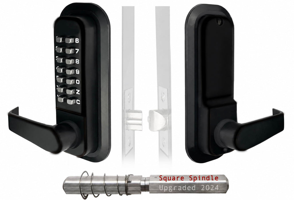 Double-Sided Mechanical Keyless Door Lock Lever Handle Matte Black