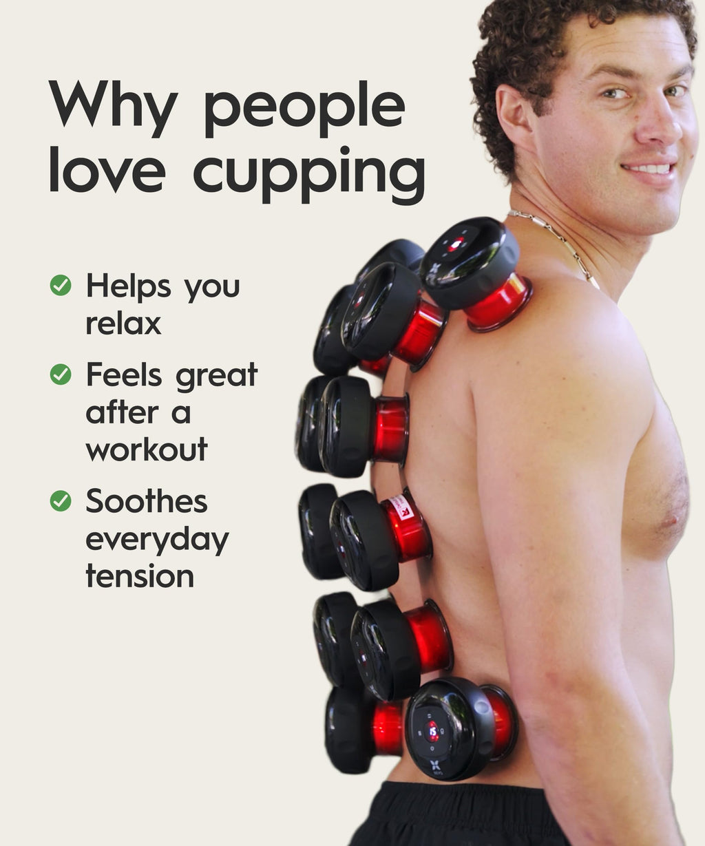 REVO The Original 4-in-1 Smart Cupping Therapy Massager, Red Light Therapy for Targeted Pain Relief, Knots, Aches, Muscle Soreness, Circulation & Tighter Skin, Portable Cupping Kit (Four Pack)
