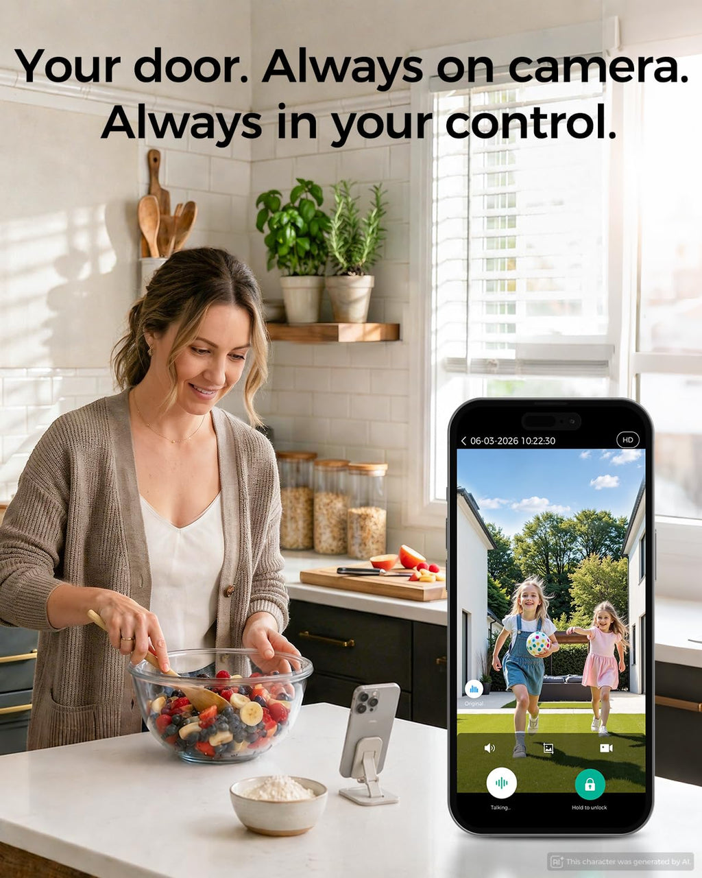 WiFi Camera Smart Lock, 5-in-1 Keyless Deadbolt for Front Door