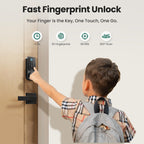 DESLOC B200 Fingerprint Smart Lock with 2 Lever Handles Set,Front door lock