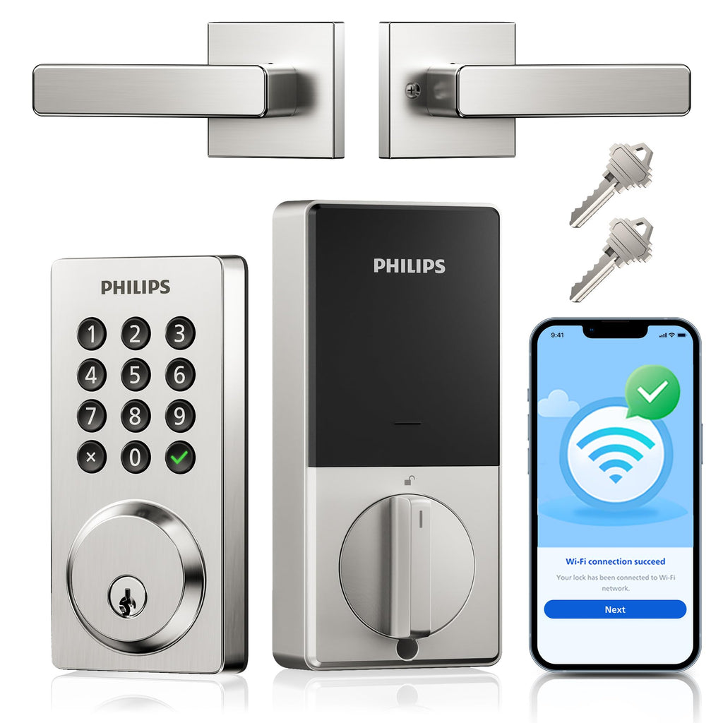 Philips WiFi Keypad Door Lock with Handle, App Control Smart Deadbolt Lock