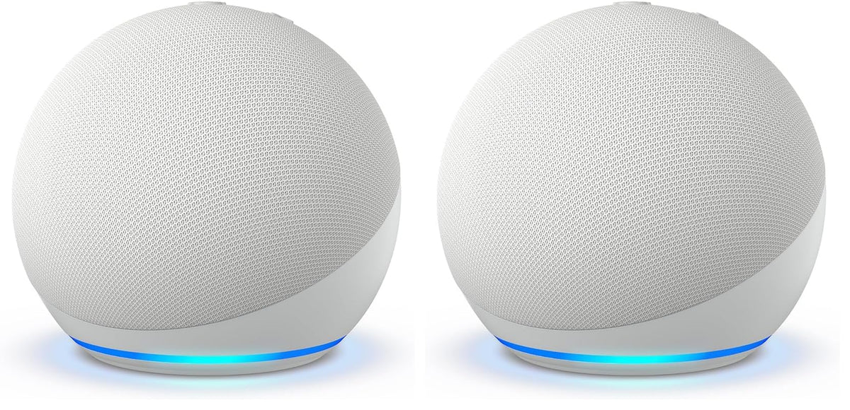 Amazon Echo Dot - Vibrant sounding speaker, Designed for Alexa+, Great for bedrooms, dining rooms and offices, Glacier White (Pack of 2)