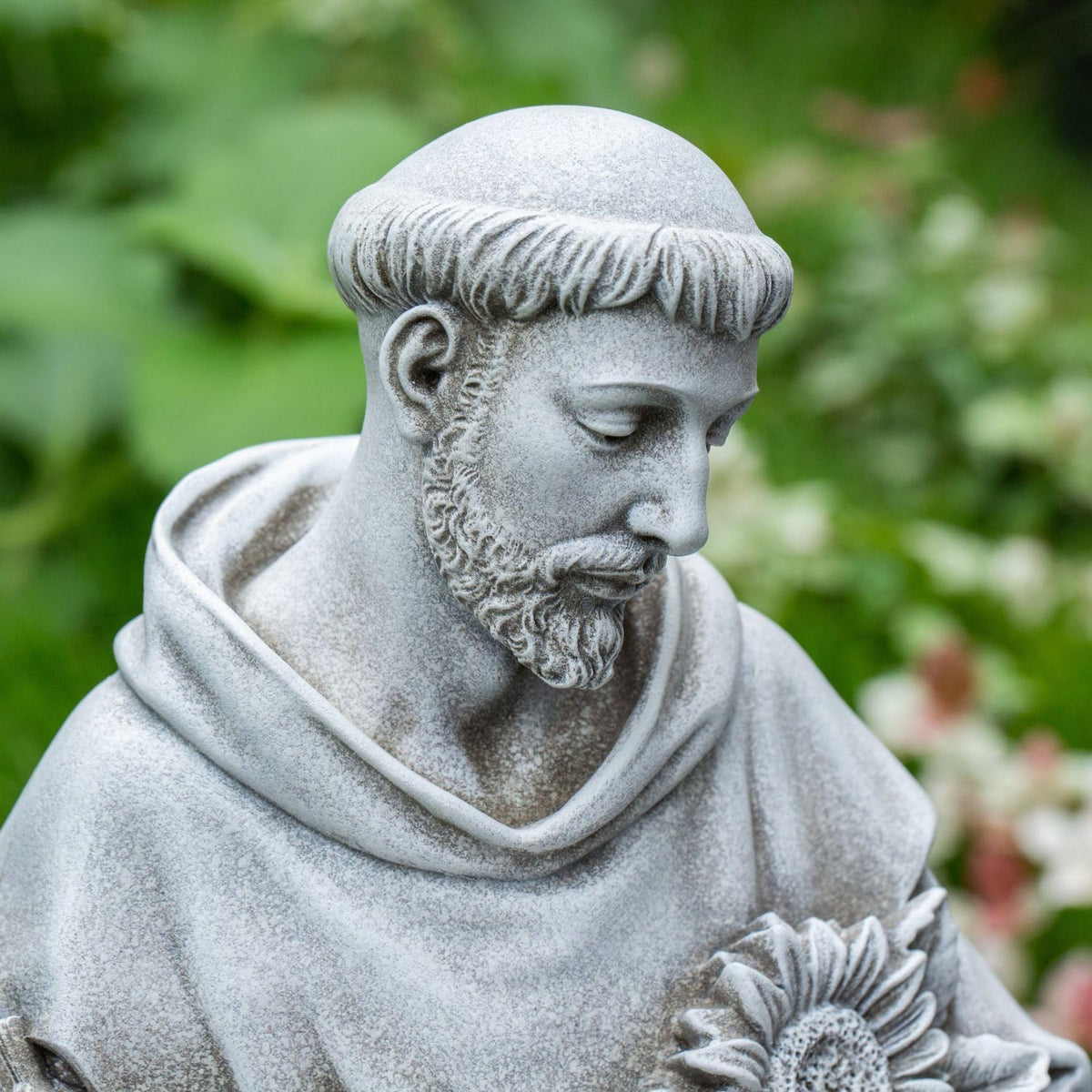 St Francis of Assisi Statue Outdoor, 22.5 Inches St Francis Bird Bath Sculpture, Hand Painted St. Francis with Animals Garden Statue for Home Yard Patio Lawn Hallway Decor (Stone Color)