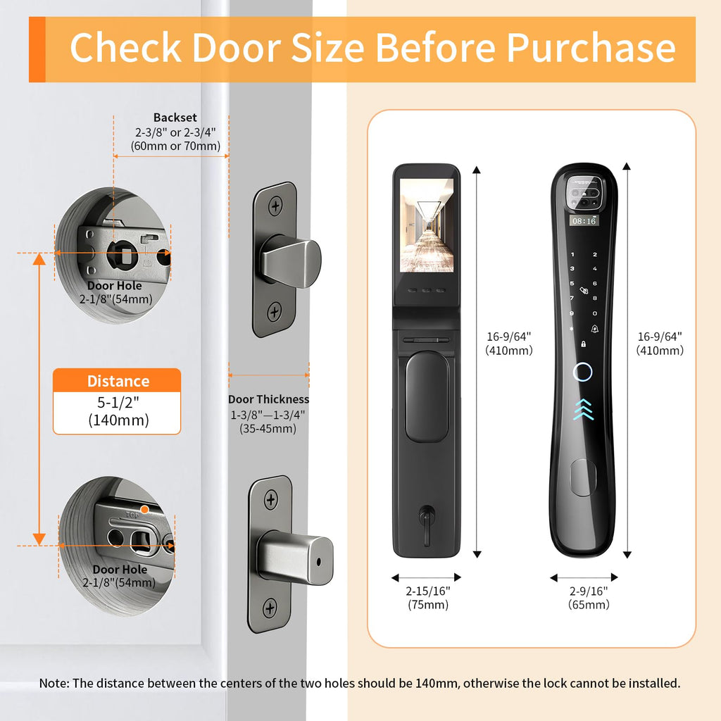 EIYSIE WiFi Smart Lock with Camera Video Doorbell, 8-in-1 Keyless Deadbolt