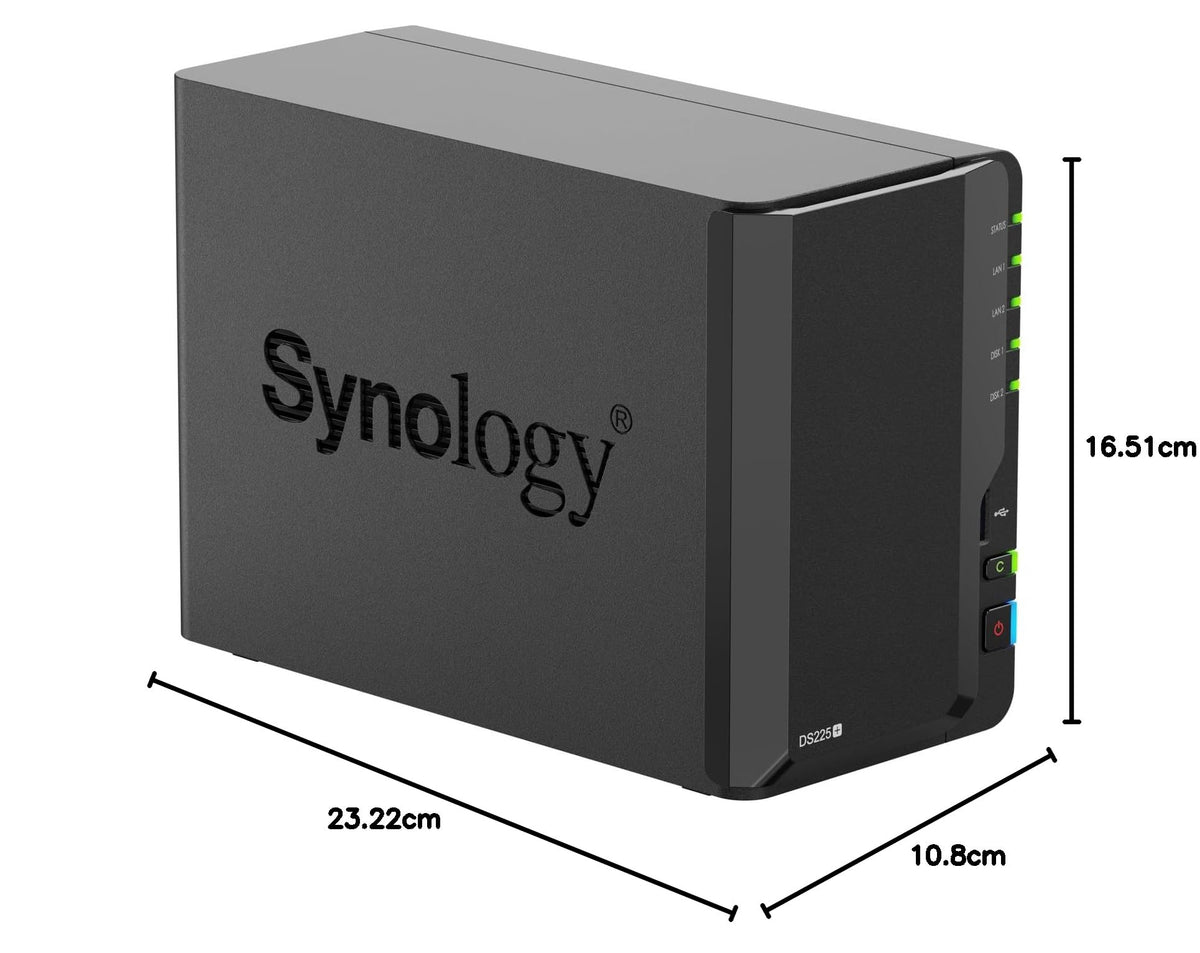 Synology DS225+ Private Cloud Media Server - Stream, Back Up Photos & Share Files, Intel CPU for Hardware Transcoding (2-Bay Diskless NAS)