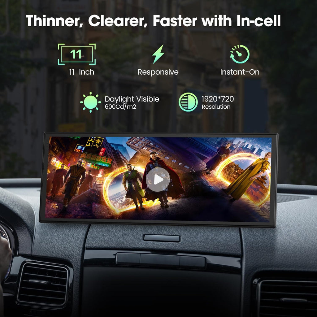LAMTTO 11'' Wireless Carplay Screen with Net-Flix YouTube and Backup Camera