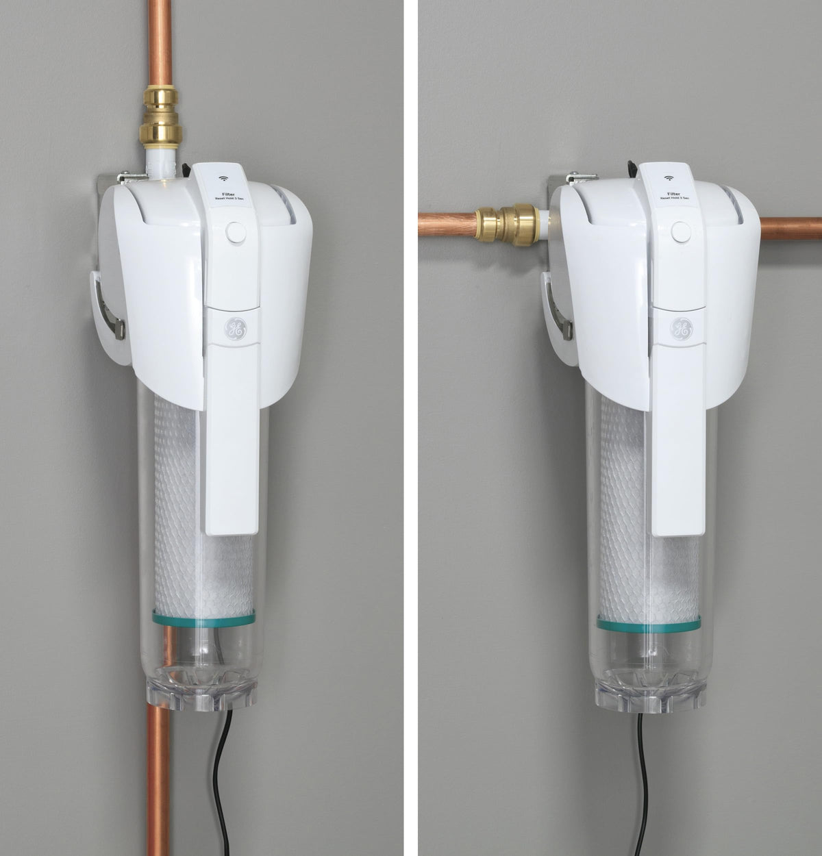 GE Smart Whole House Leak Detection Water Filtration System | Reduces Sediment, Rust & More | Install Kit Included | Filter Not Included | Replace Filter (FTHPM, FTHTM, FTHLM) Every 3 Months | GXWH70M