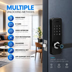 3D Face Recognition Smart Door Lock with HD Camera: Keyless Entry, Fingerprint, Passcode, IC Card, Key, Tuya App, Doorbell, Auto-Lock Deadbolt for Front Door, DIY Installation