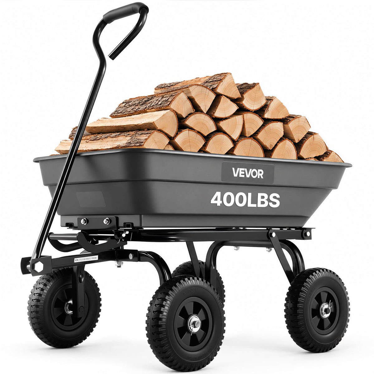 VEVOR Heavy Duty 1200lbs 7 Cu.Ft Wheelbarrow Garden Dump Cart Wagon
