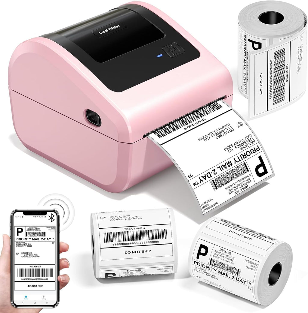 Bluetooth Shipping Label Printer with 750 Pcs Labels