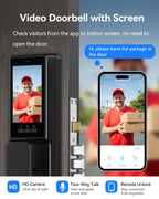 3D Face Recognition Smart Mortise Lock with Camera, True Hands-Free Entry