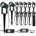 SUNTHIN Outdoor RGBW Landscape Lighting with Remote, Dusk to Dawn, 12 Pack