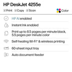 HP DeskJet 4255e Color Inkjet Printer | Wireless | All-in-One