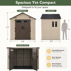 Aoxun 8x6 Ft Outdoor Storage Shed with Floor, Large Resin Outdoor Shed with Lockable Door & Windows, Garden HDPE Sheds for Lawn Tools, Pool Supplies & Bikes