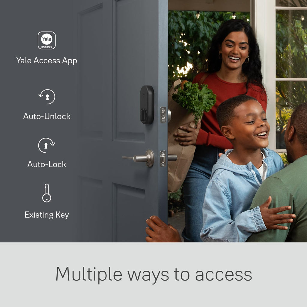 Yale Approach Smart Wi-Fi Deadbolt Retrofit Smart Lock, Unlimited Virtual Keys, App Remote Control, Keyless Entry - Black