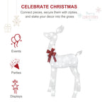 5 FT Oversized Christmas Decorations Outdoor Lighted Reindeer – 3-Piece 2D Deer Family Set with 160 Warm White LED Lights for Yard, Lawn, Garden & Porch Holiday Display - White