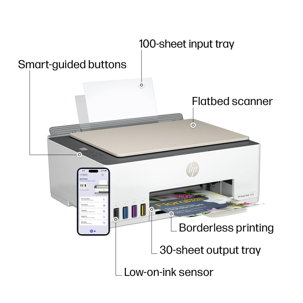 HP Smart Tank 5000 Ink Tank Printer | 2 Years of Ink Included | All-in-One