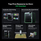Creality K2 Combo (A) 3D Printer, Multicolor Printing with CFS, 600mm/s Printing Speed, 95% Pre-Assemble, Smart Al Camera & Auto Leveling, Next-Gen Direct Drive Extruder, Build Volume 260*260*260mm