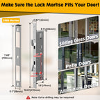 Sliding Glass Door Lock, Sliding Door Smart Lock with Fingerprint Keypad RFID Card Bluetooth App Key, 2885 Mortise Deep Pocket Patio Door Lock with Handle