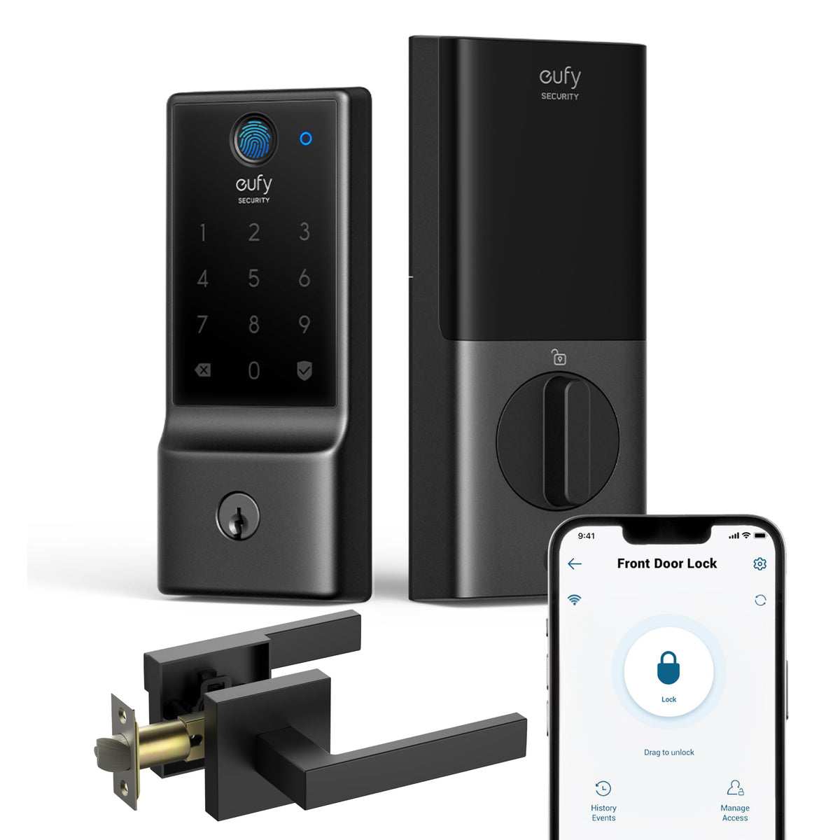 eufy Security Smart Lock Front Door Lever Set, Keyless Entry Deadbolt
