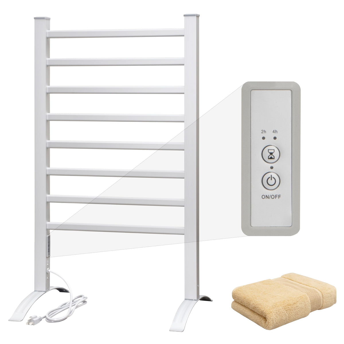 Smart WiFi Towel Warmer Wall Mounted with Built-in Timer and Temperature Adjust Control, 4 Bars Electric Stainless Steel Heated Towel Racks for Bathroom Matte Black