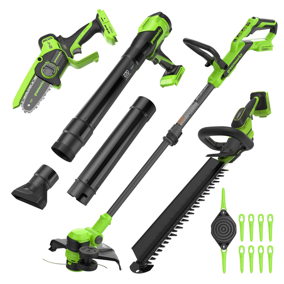 Greenworks 24V 12 in String Trimmer & 515 CFM Blower Combo, 3.0 Ah Battery