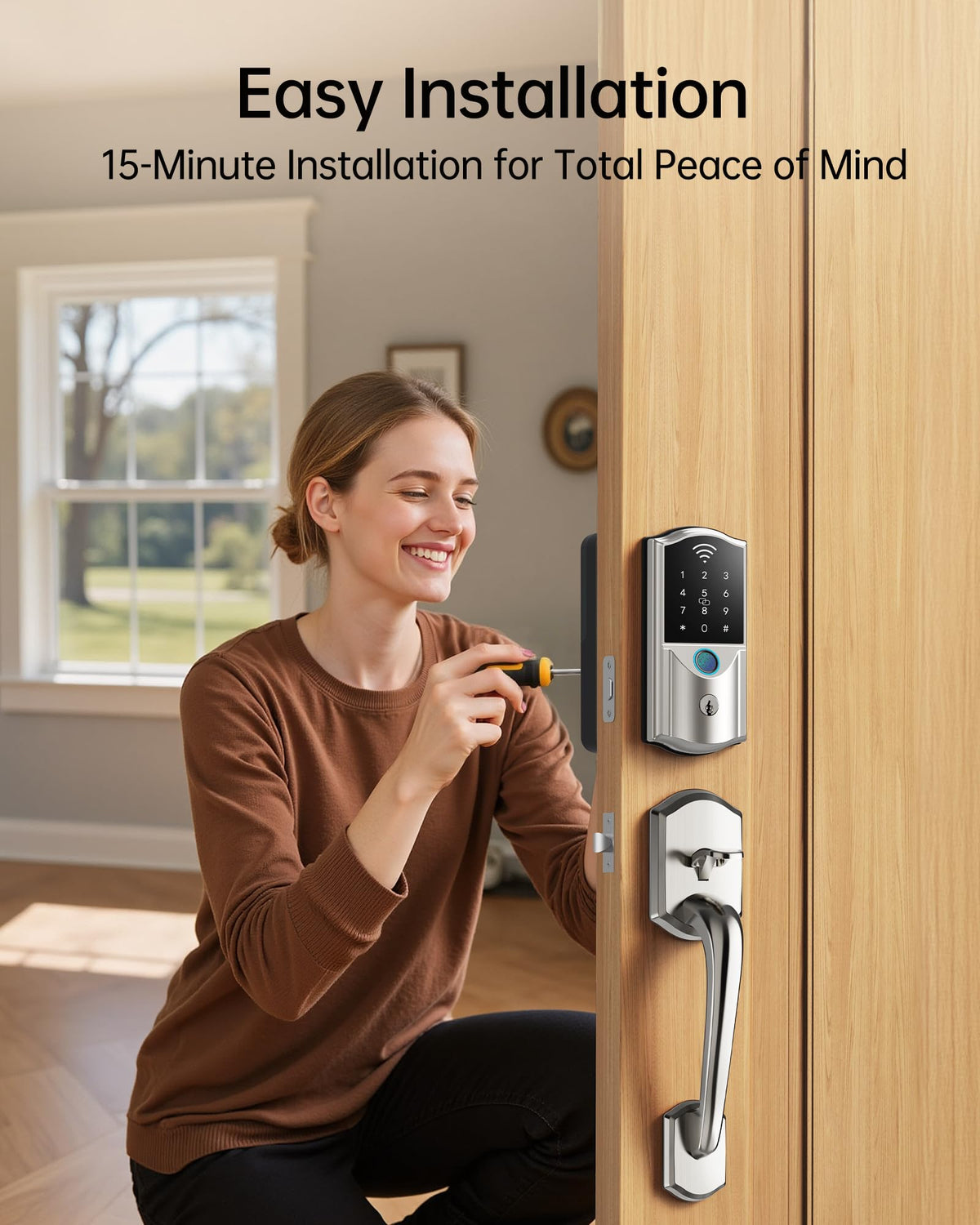 WiFi Smart Lock for Front Door – Firstriver Keyless Entry Electronic Deadbolt with Biometric Fingerprint & Digital Keypad Built-in Wi-Fi App Control Auto Lock Compatible with Alexa & Google Assistant