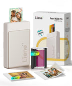 Liene Pearl N200 Pro Portable Photo Printer, Instant Mini Picture Printer for iPhone Smartphone, Thermal Dye Sublimation, Bluetooth Sticker Printer 50 Sheets 2x3 Adhesive Paper & 5 Cartridges, Purple
