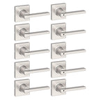 Kwikset Casey Entry Door Handle with Lock and Key, Secure Keyed Reversible Lever Exterior, for Front Entrance and Bedrooms, Matte Black, 4 Pack, Pick Resistant SmartKey Rekey Security and Microban