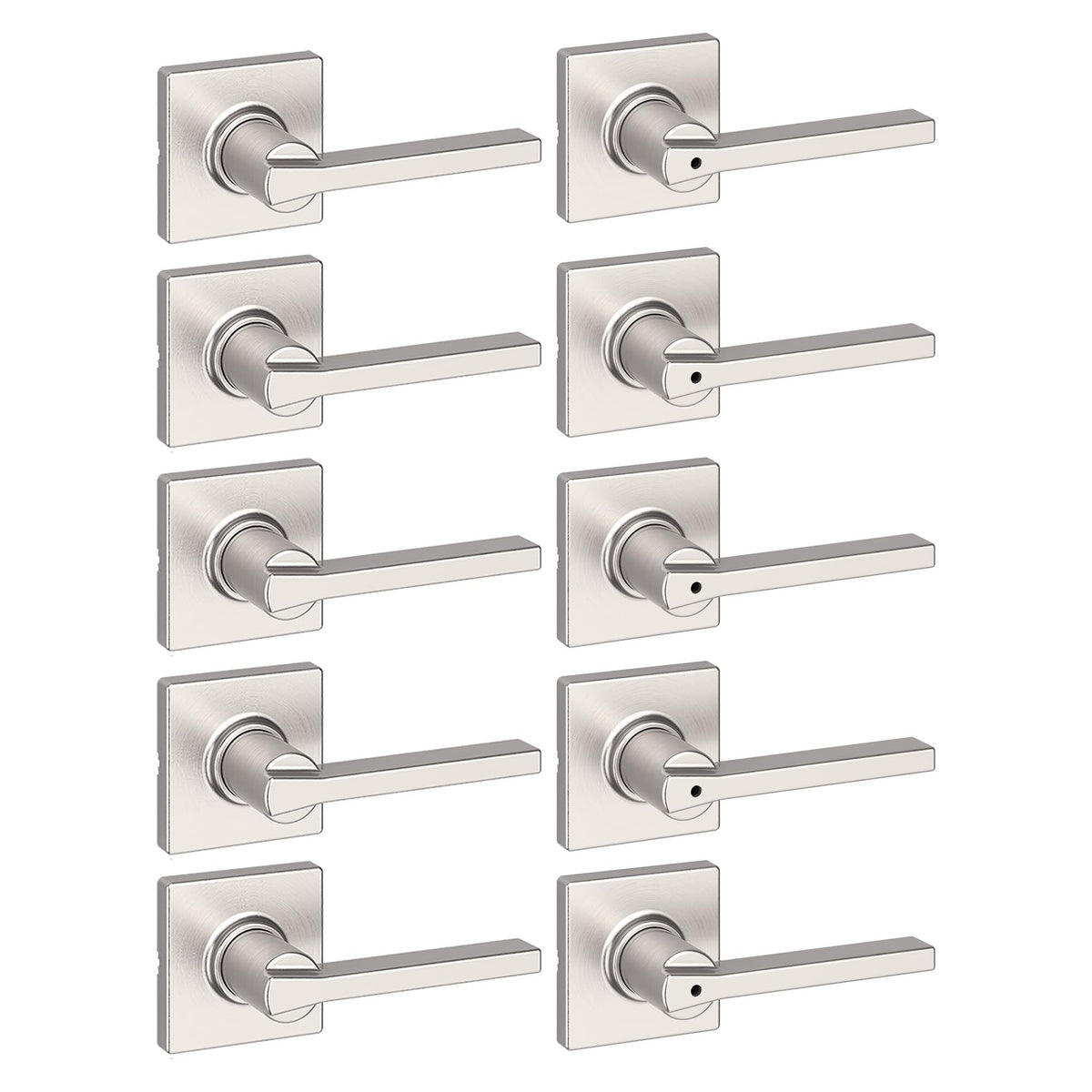 Kwikset Casey Entry Door Handle with Lock and Key, Secure Keyed Reversible Lever Exterior, for Front Entrance and Bedrooms, Matte Black, 4 Pack, Pick Resistant SmartKey Rekey Security and Microban