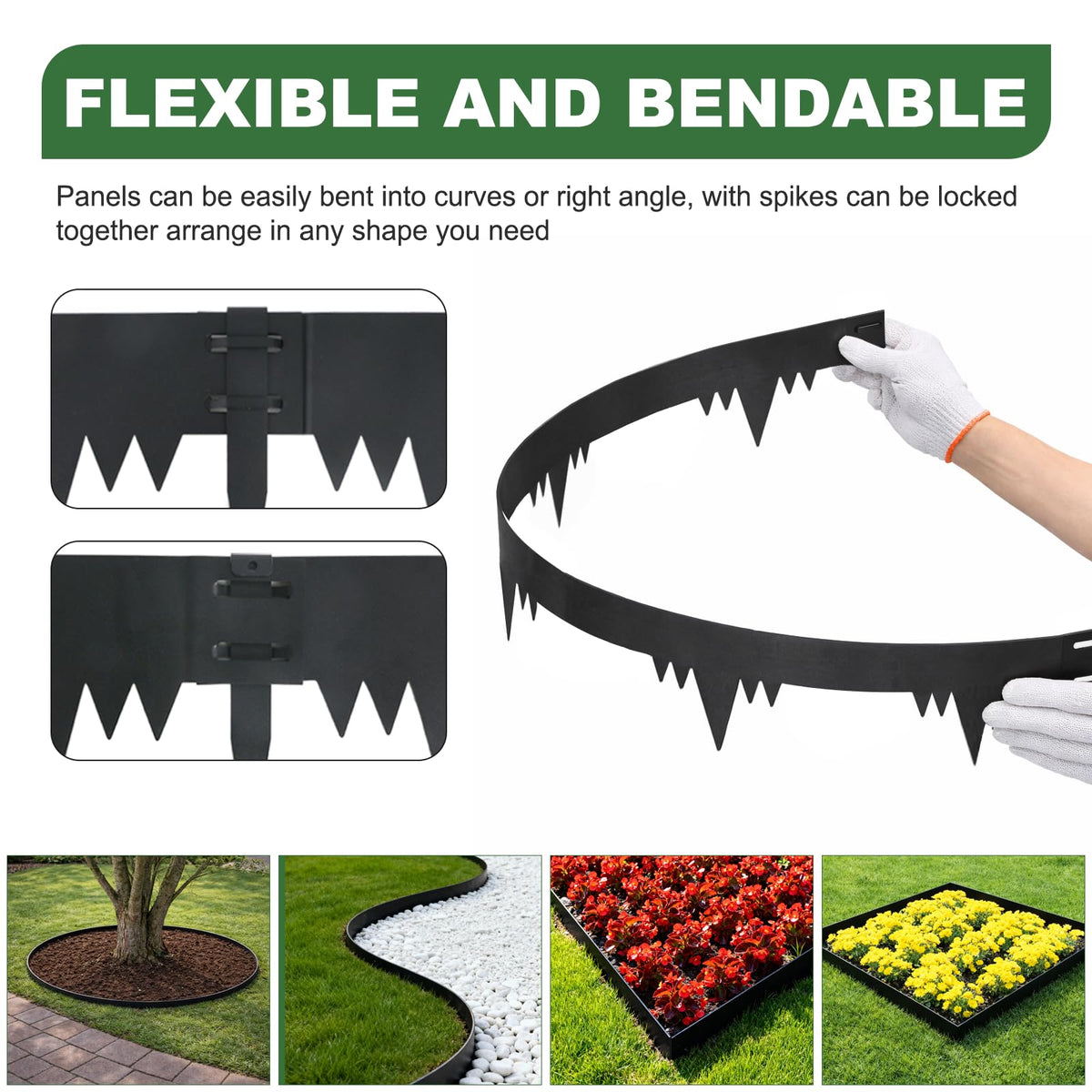 Metal Landscape Edging Border 12 Packs 42'' L x 4.5'' H, Galvanized Steel Garden Edging Border with 12 Stakes, Hammer-in Lawn Edging for Landscaping, Flower Bed, Yard, Pathway, Tree Ring (42ft Total)