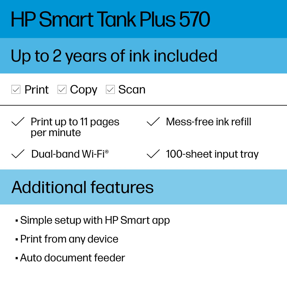HP Smart Tank Plus 570 Tank Printer | 2 Years of Ink Included | All-in-One
