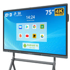 75" AI Pro Smart Board for Classroom & Office, Android 16 & Win 11 16G RAM+256G ROM, 48MP Camera Build in 4K UHD Interactive Whiteboard with Touchscreen & 8 Mic Array,Electronic Whiteboard for Meeting