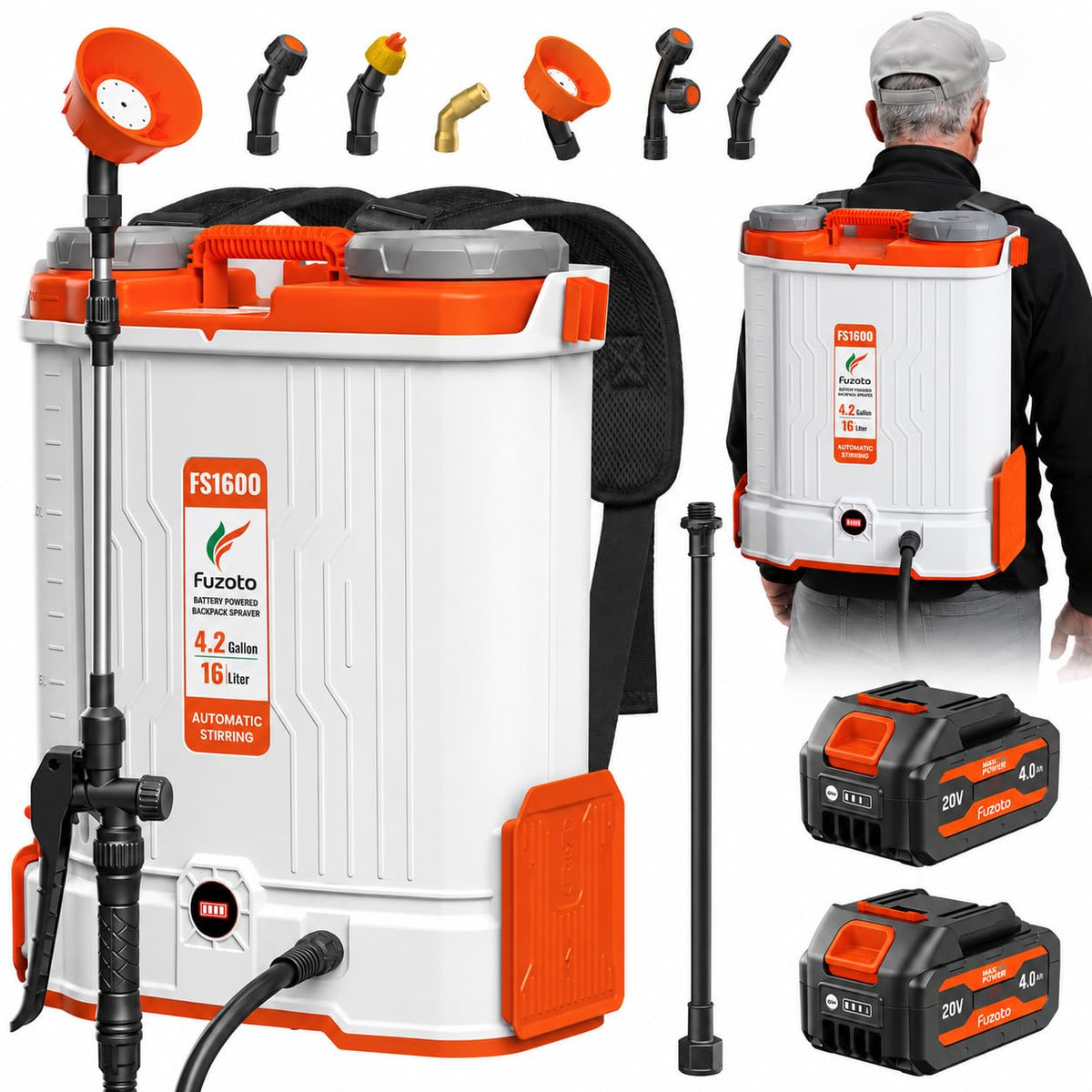 Battery Powered Backpack Sprayer 5.3 Gallon for Lawn, Garden, Yard