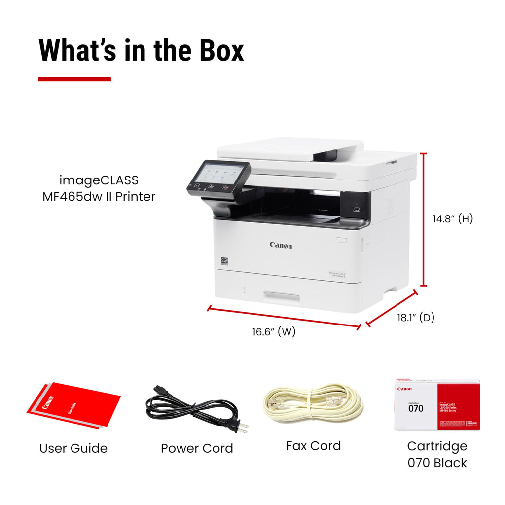Canon imageCLASS MF465dw II - Monochrome Wireless Duplex Laser Printer with Print, Copy, Scan, Fax, Expandable Paper Capacity, 42 PPM