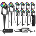 SUNTHIN Outdoor RGBW Landscape Lighting with Remote, Dusk to Dawn, 12 Pack