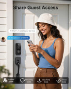 WiFi Smart Lock with Handleset, Built-in WiFi Door Lock, Keyless Entry Deadbolt for Front Door, Fingerprint, App & Remote Control, Compatible with Alexa & Google Assistant, Auto Locking