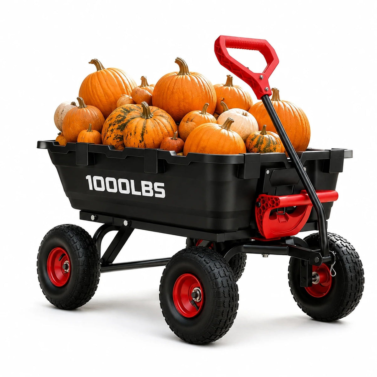 Autodaya 1400lbs Garden Dump Cart, Heavy Duty Wheelbarrow Wagon with Hitch