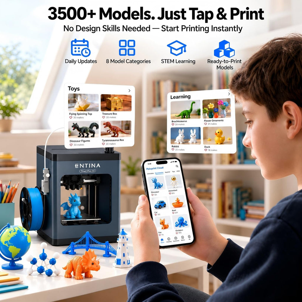 Entina Tina2 Plus 3D Printer, 250mm/s Fast Printing 3D Printer for Beginners & Kids, WiFi & App Control, Fully Assembled, Auto Leveling, PEI Build Plate, Open Source Mini 3D Printers for Home & School
