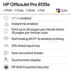 HP OfficeJet Pro 8135e Color Inkjet Printer | Wireless | All-in-One