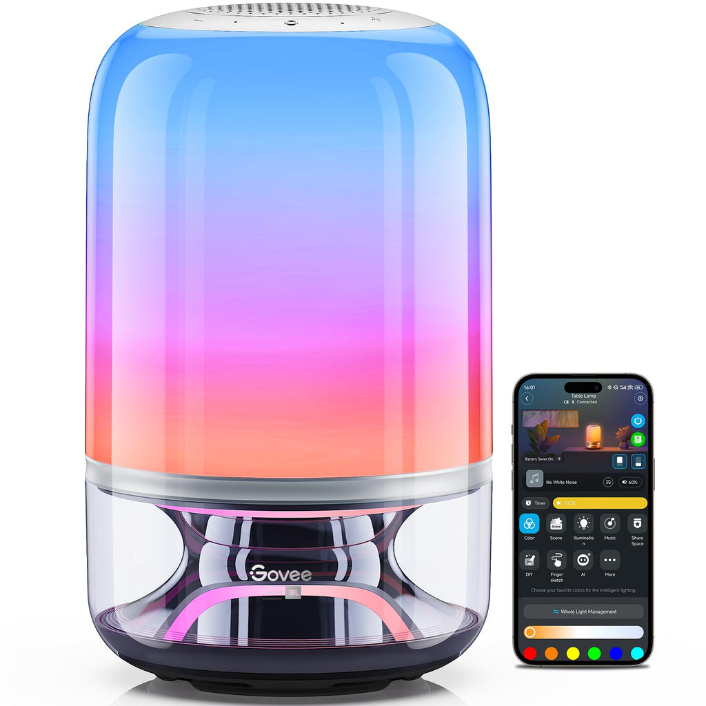 Govee Table Lamp 2 Pro x Sound by JBL, Cordless Table Lamp with Speaker