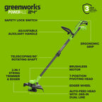 Greenworks 24V 12 in String Trimmer & 515 CFM Blower Combo, 3.0 Ah Battery